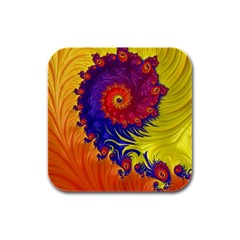 Fractal Spiral Bright Colors Rubber Square Coaster (4 Pack) by Proyonanggan