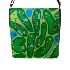 Golf Course Par Golf Course Green Flap Closure Messenger Bag (l)