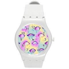 Ahegao, Anime, Pink Round Plastic Sport Watch (m) by nateshop