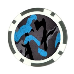 Blue, Abstract, Black, Desenho, Grey Shapes, Texture Poker Chip Card Guard by nateshop