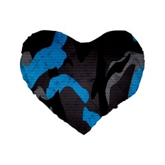 Blue, Abstract, Black, Desenho, Grey Shapes, Texture Standard 16  Premium Flano Heart Shape Cushions by nateshop