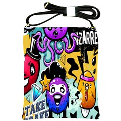 Cartoon Graffiti, Art, Black, Colorful, Wallpaper Shoulder Sling Bag by nateshop