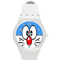 Doraemon Face, Anime, Blue, Cute, Japan Round Plastic Sport Watch (m) by nateshop