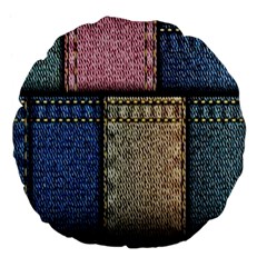 Jeans, Background, Color, Desenho, Shapes, Texture Large 18  Premium Flano Round Cushions by nateshop