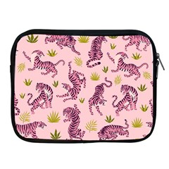 Pink Tigers And Tropical Leaves Patern Apple Ipad 2/3/4 Zipper Cases by Sarkoni