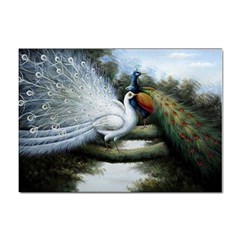 Canvas Oil Painting Two Peacock Sticker A4 (100 Pack) by Grandong