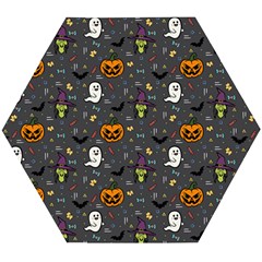 Halloween Bat Pattern Wooden Puzzle Hexagon by Ndabl3x