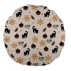 Cat Halloween Pattern Large 18  Premium Round Cushions by Ndabl3x