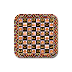Chess Halloween Pattern Rubber Square Coaster (4 Pack) by Ndabl3x