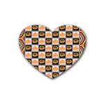 Chess Halloween Pattern Rubber Heart Coaster (4 pack) Front