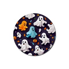 Ghost Pumpkin Scary Rubber Round Coaster (4 Pack) by Ndabl3x