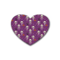 Skull Halloween Pattern Rubber Coaster (heart) by Ndabl3x