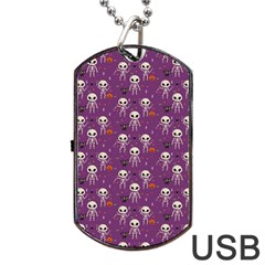 Skull Halloween Pattern Dog Tag Usb Flash (two Sides) by Ndabl3x