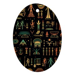 Hieroglyphs Space Oval Ornament (two Sides) by Ndabl3x