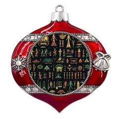 Hieroglyphs Space Metal Snowflake And Bell Red Ornament by Ndabl3x
