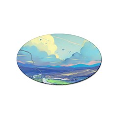 Digital Art Fantasy Landscape Sticker (oval) by uniart180623