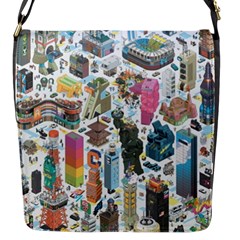 City Pattern Pixel Art Japan Flap Closure Messenger Bag (s)