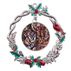 Melting Stitches Metal X mas Wreath Holly Leaf Ornament by kaleidomarblingart