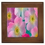 Pink Neon Flowers, Flower Framed Tile