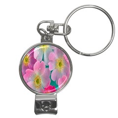 Pink Neon Flowers, Flower Nail Clippers Key Chain by nateshop