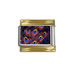 Peacock-feathers,blue,yellow Gold Trim Italian Charm (9mm)