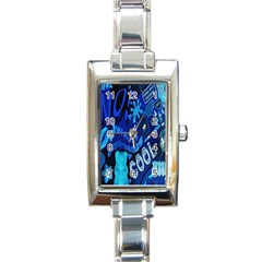 Really Cool Blue, Unique Blue Rectangle Italian Charm Watch by nateshop