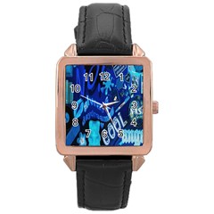 Really Cool Blue, Unique Blue Rose Gold Leather Watch  by nateshop