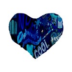 Really Cool Blue, Unique Blue Standard 16  Premium Flano Heart Shape Cushions Back
