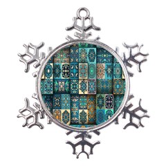 Texture, Pattern, Abstract, Colorful, Digital Art Metal Large Snowflake Ornament by nateshop