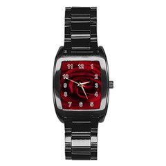 Rose Maroon Stainless Steel Barrel Watch by nateshop