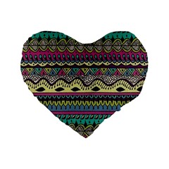 Aztec Design Standard 16  Premium Flano Heart Shape Cushions by nateshop