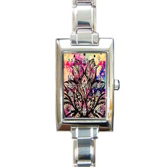 Aztec Flower Galaxy Rectangle Italian Charm Watch by nateshop