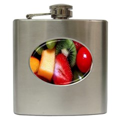 Fruits, Food, Green, Red, Strawberry, Yellow Hip Flask (6 Oz) by nateshop