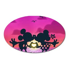 Mickey And Minnie, Mouse, Disney, Cartoon, Love Oval Magnet by nateshop