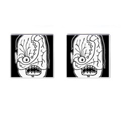 Mutant Monster Head Isolated Drawing Poster Cufflinks (square) by dflcprintsclothing