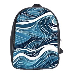 Abstract Blue Ocean Wave School Bag (xl) by Jack14