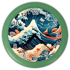 Wave Pattern Color Wall Clock by Valentinaart