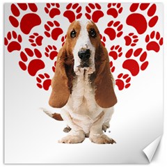 Basset Hound Gift T- Shirt Funny Basset Hound Valentine Heart Paw Basset Hound Dog Lover Valentine C Yoga Reflexion Pose T- Shirtyoga Reflexion Pose T- Shirt Canvas 16  X 16  by hizuto
