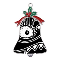 Monstrous Revelation Closeup Metal Holly Leaf Bell Ornament by dflcprintsclothing
