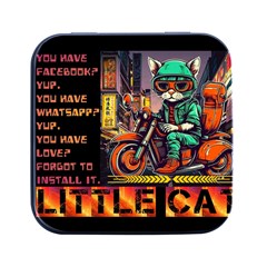 A Little Cat Square Metal Box (black) by Internationalstore