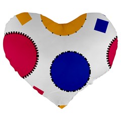 Circles Seamless Pattern Tileable Large 19  Premium Flano Heart Shape Cushions