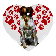 Brittany Spaniel Gift T- Shirt Cute Brittany Valentine Heart Paw Brittany Dog Lover Valentine Costum Yoga Reflexion Pose T- Shirtyoga Reflexion Pose T- Shirt Ornament (heart) by hizuto