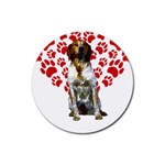 Brittany Spaniel Gift T- Shirt Cute Brittany Valentine Heart Paw Brittany Dog Lover Valentine Costum Yoga Reflexion Pose T- Shirtyoga Reflexion Pose T- Shirt Rubber Round Coaster (4 pack) Front