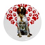 Brittany Spaniel Gift T- Shirt Cute Brittany Valentine Heart Paw Brittany Dog Lover Valentine Costum Yoga Reflexion Pose T- Shirtyoga Reflexion Pose T- Shirt Round Ornament (Two Sides) Back