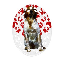 Brittany Spaniel Gift T- Shirt Cute Brittany Valentine Heart Paw Brittany Dog Lover Valentine Costum Yoga Reflexion Pose T- Shirtyoga Reflexion Pose T- Shirt Oval Filigree Ornament (two Sides) by hizuto