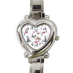 Veterinarian Gift T- Shirt Veterinary Medicine, Happy And Healthy Friends    Pattern    Coral Backgr Heart Italian Charm Watch