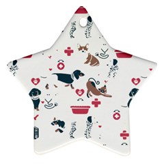 Veterinarian Gift T- Shirt Veterinary Medicine, Happy And Healthy Friends    Pattern    Coral Backgr Star Ornament (two Sides)