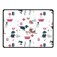Veterinarian Gift T- Shirt Veterinary Medicine, Happy And Healthy Friends    Pattern    Coral Backgr Two Sides Fleece Blanket (small)