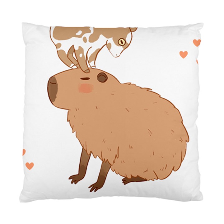 Capybara T- Shirt Cute Capybara With A Baby Goat On Its Head T- Shirt Yoga Reflexion Pose T- Shirtyoga Reflexion Pose T- Shirt Standard Cushion Case (One Side)