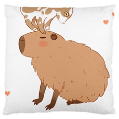 Capybara T- Shirt Cute Capybara With A Baby Goat On Its Head T- Shirt Yoga Reflexion Pose T- Shirtyoga Reflexion Pose T- Shirt Large Cushion Case (two Sides) by hizuto